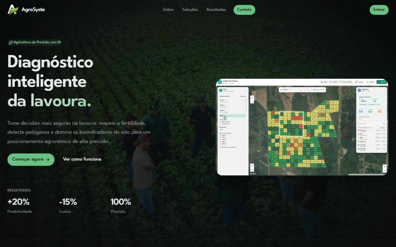 Página inicial da AgroSyste com mapa de fertilidade da lavoura